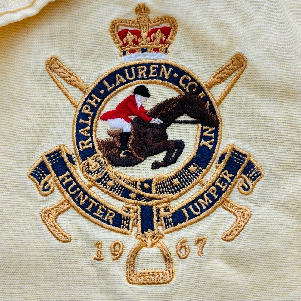 Ralph Lauren Yellow Embroidered Crest Button-Down Girls Kids Shirt size 7 - Picture 8 of 16